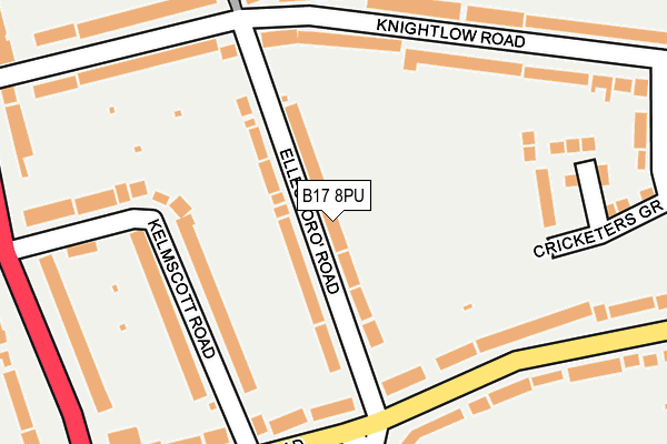 B17 8PU map - OS OpenMap – Local (Ordnance Survey)