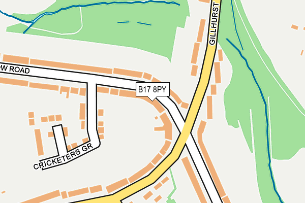 B17 8PY map - OS OpenMap – Local (Ordnance Survey)