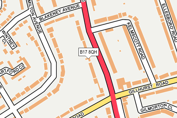 B17 8QH map - OS OpenMap – Local (Ordnance Survey)