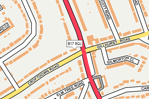 B17 8QJ map - OS OpenMap – Local (Ordnance Survey)