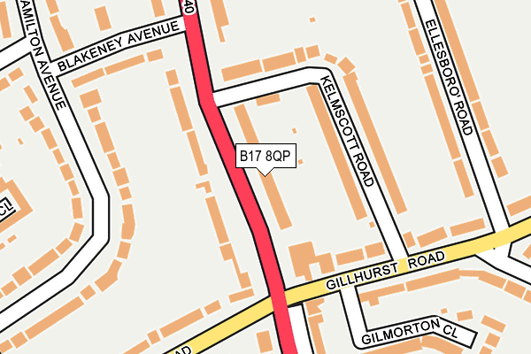 B17 8QP map - OS OpenMap – Local (Ordnance Survey)