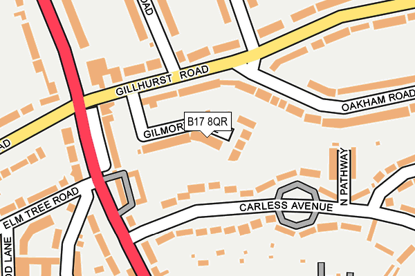 B17 8QR map - OS OpenMap – Local (Ordnance Survey)