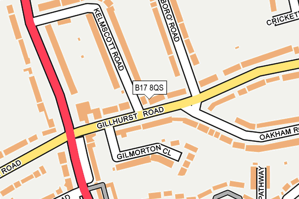 B17 8QS map - OS OpenMap – Local (Ordnance Survey)