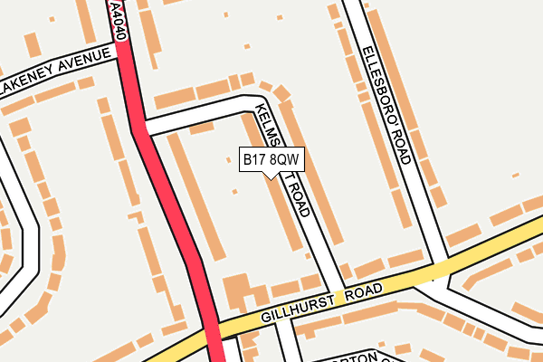 B17 8QW map - OS OpenMap – Local (Ordnance Survey)