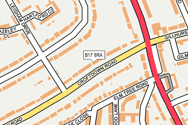 B17 8RA map - OS OpenMap – Local (Ordnance Survey)