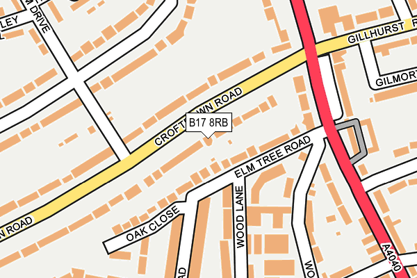 B17 8RB map - OS OpenMap – Local (Ordnance Survey)