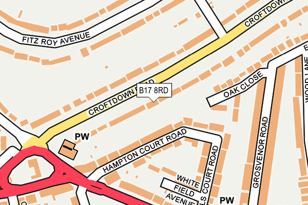 B17 8RD map - OS OpenMap – Local (Ordnance Survey)