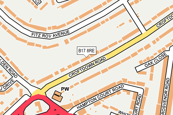 B17 8RE map - OS OpenMap – Local (Ordnance Survey)