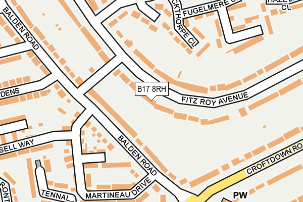 B17 8RH map - OS OpenMap – Local (Ordnance Survey)
