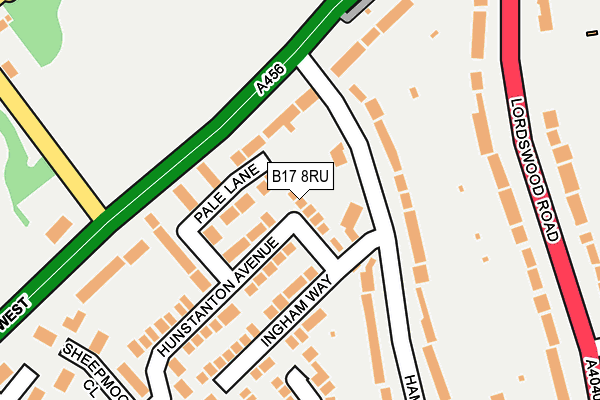 B17 8RU map - OS OpenMap – Local (Ordnance Survey)