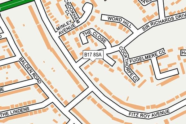 B17 8SA map - OS OpenMap – Local (Ordnance Survey)