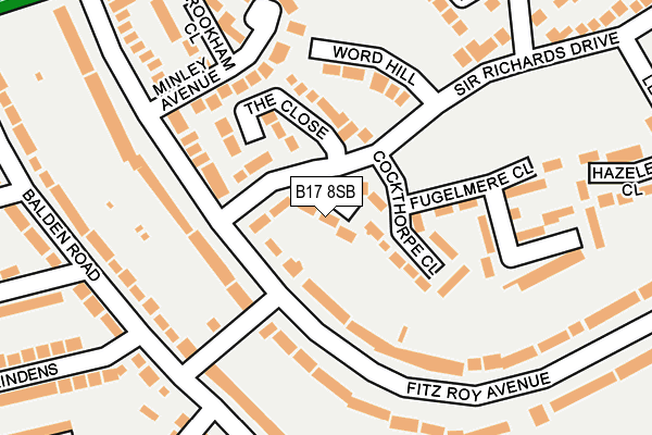 B17 8SB map - OS OpenMap – Local (Ordnance Survey)
