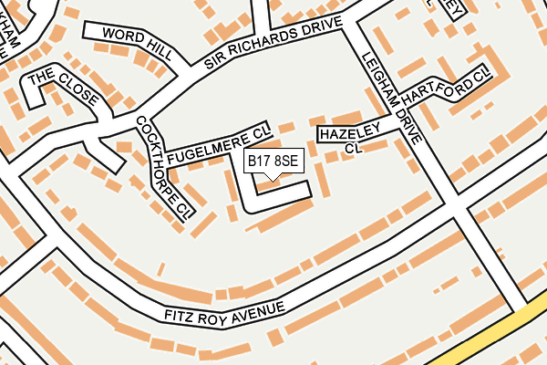 B17 8SE map - OS OpenMap – Local (Ordnance Survey)