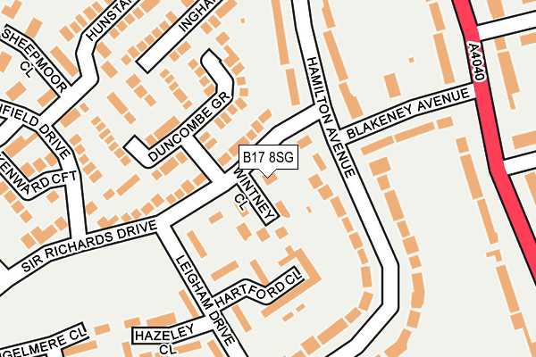 B17 8SG map - OS OpenMap – Local (Ordnance Survey)