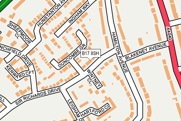 B17 8SH map - OS OpenMap – Local (Ordnance Survey)