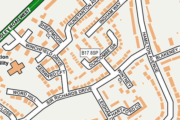 B17 8SP map - OS OpenMap – Local (Ordnance Survey)