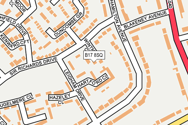 B17 8SQ map - OS OpenMap – Local (Ordnance Survey)
