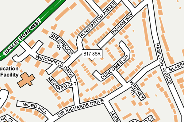 B17 8SR map - OS OpenMap – Local (Ordnance Survey)