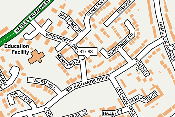 B17 8ST map - OS OpenMap – Local (Ordnance Survey)
