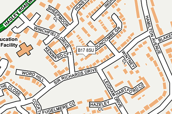 B17 8SU map - OS OpenMap – Local (Ordnance Survey)