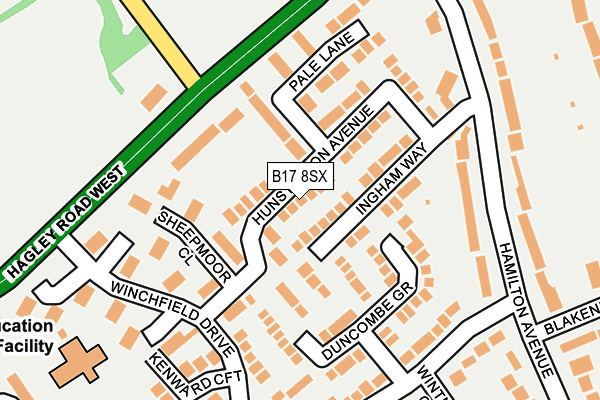 B17 8SX map - OS OpenMap – Local (Ordnance Survey)
