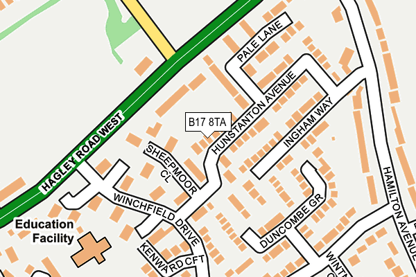 B17 8TA map - OS OpenMap – Local (Ordnance Survey)