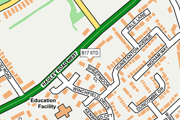 B17 8TD map - OS OpenMap – Local (Ordnance Survey)