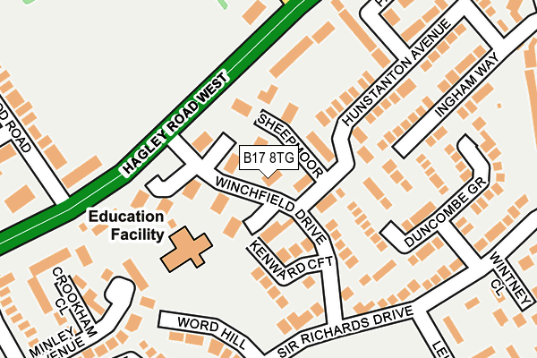 B17 8TG map - OS OpenMap – Local (Ordnance Survey)