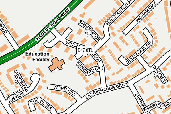 B17 8TL map - OS OpenMap – Local (Ordnance Survey)