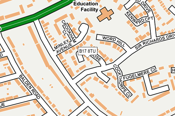 B17 8TU map - OS OpenMap – Local (Ordnance Survey)