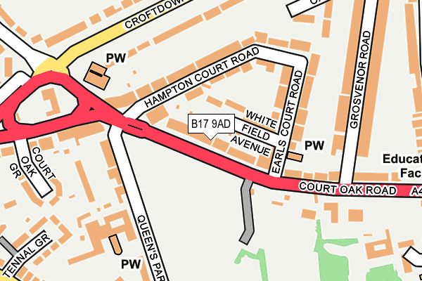 B17 9AD map - OS OpenMap – Local (Ordnance Survey)