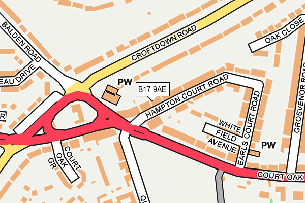 B17 9AE map - OS OpenMap – Local (Ordnance Survey)