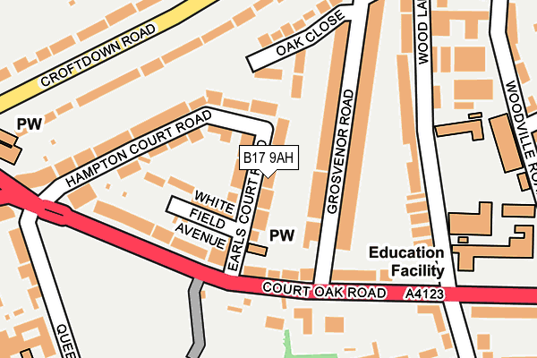 B17 9AH map - OS OpenMap – Local (Ordnance Survey)