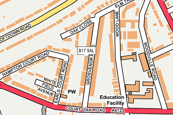 B17 9AL map - OS OpenMap – Local (Ordnance Survey)