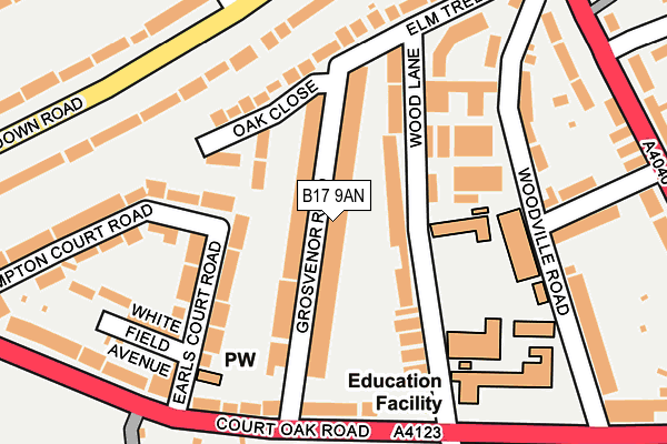 B17 9AN map - OS OpenMap – Local (Ordnance Survey)