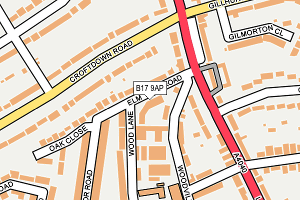 B17 9AP map - OS OpenMap – Local (Ordnance Survey)