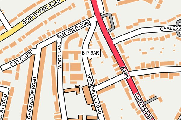 B17 9AR map - OS OpenMap – Local (Ordnance Survey)