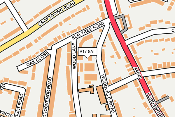 B17 9AT map - OS OpenMap – Local (Ordnance Survey)