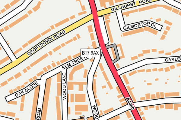 B17 9AX map - OS OpenMap – Local (Ordnance Survey)
