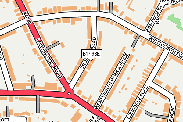 B17 9BE map - OS OpenMap – Local (Ordnance Survey)