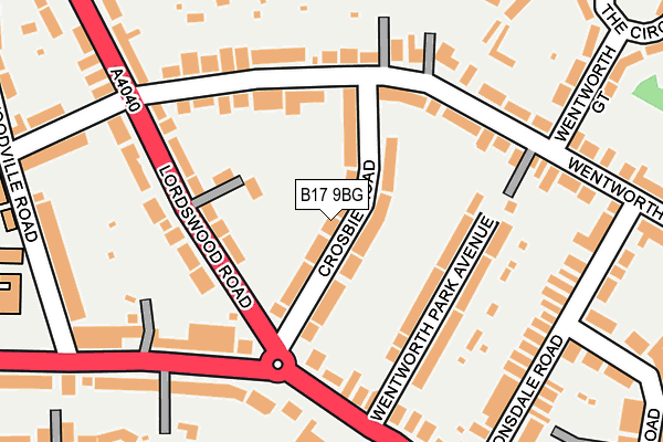 B17 9BG map - OS OpenMap – Local (Ordnance Survey)