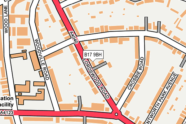 B17 9BH map - OS OpenMap – Local (Ordnance Survey)