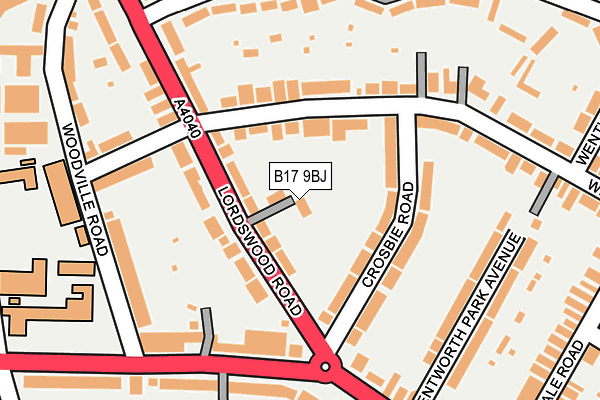 B17 9BJ map - OS OpenMap – Local (Ordnance Survey)