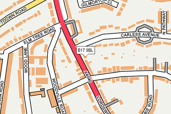 B17 9BL map - OS OpenMap – Local (Ordnance Survey)