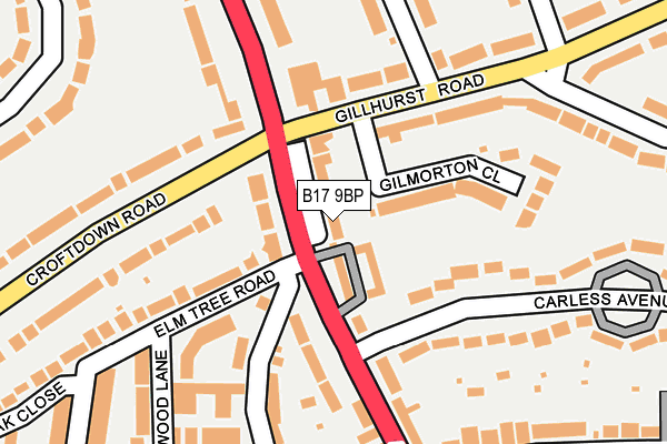 B17 9BP map - OS OpenMap – Local (Ordnance Survey)