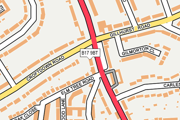 B17 9BT map - OS OpenMap – Local (Ordnance Survey)