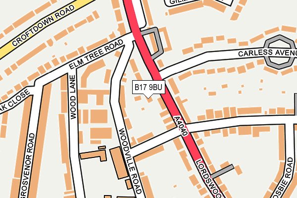 B17 9BU map - OS OpenMap – Local (Ordnance Survey)