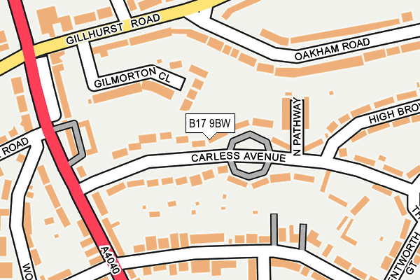 B17 9BW map - OS OpenMap – Local (Ordnance Survey)