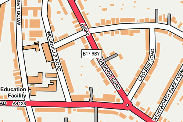 B17 9BY map - OS OpenMap – Local (Ordnance Survey)