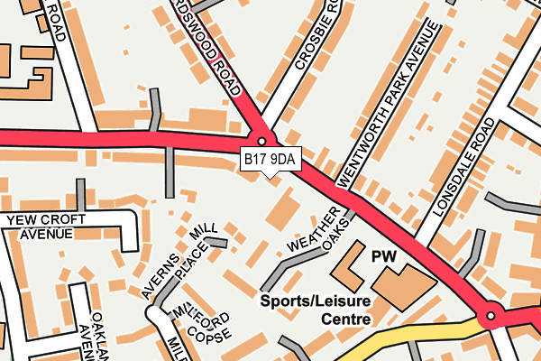 B17 9DA map - OS OpenMap – Local (Ordnance Survey)
